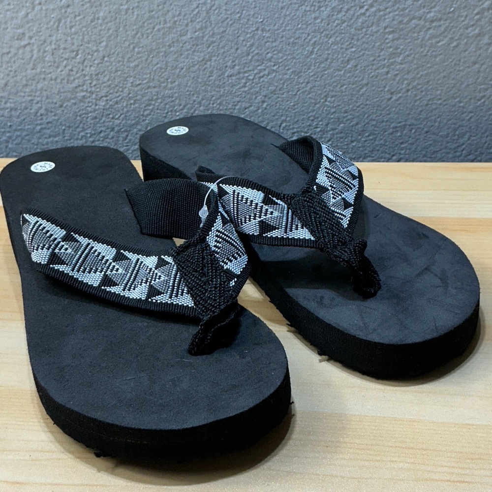 Black and White Flip Flops